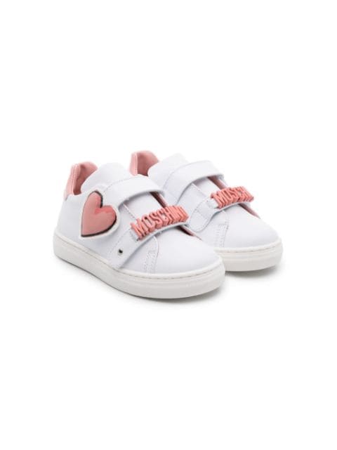 Moschino Kids logo-lettering leather sneakers