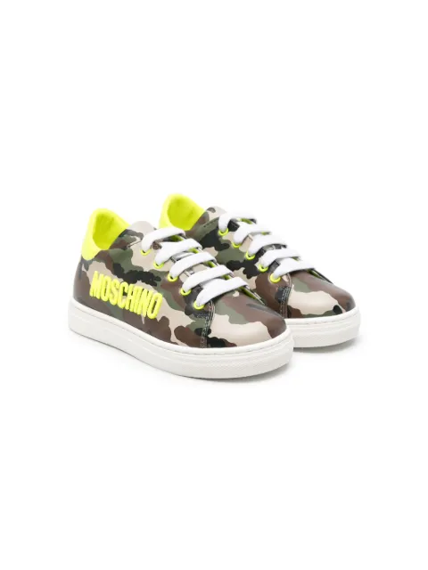Moschino Kids logo-embroidered camouflage sneakers