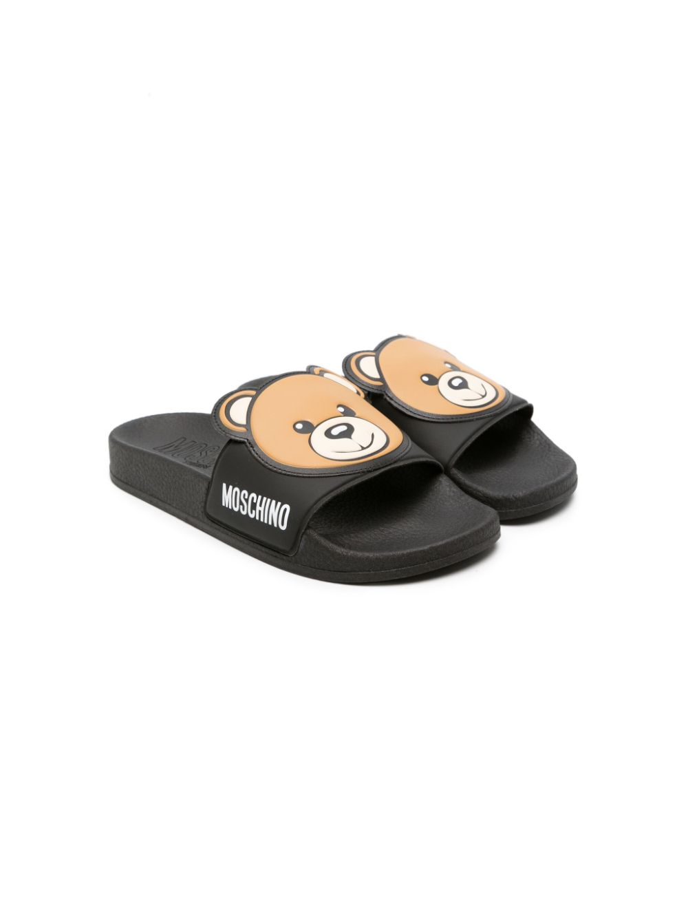 Moschino Kids' Teddy Bear Slip-on Sandals In Black