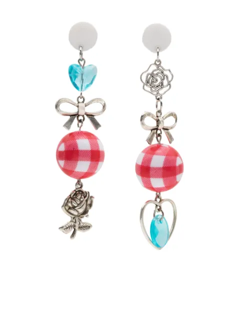 Amir Slama bow heart-motif drop earrings