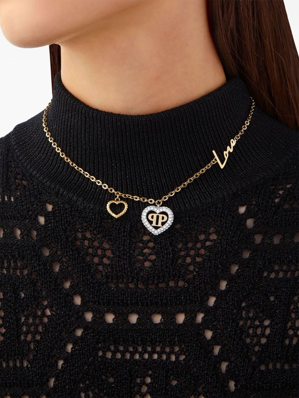 Philipp Plein rocked hearts necklace Women