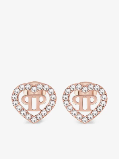 Philipp Plein rocked hearts earrings 