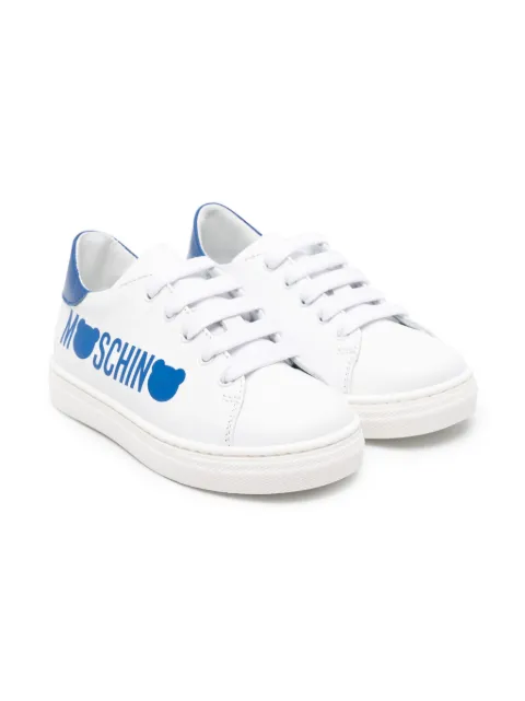 Moschino Kids logo-print leather sneakers