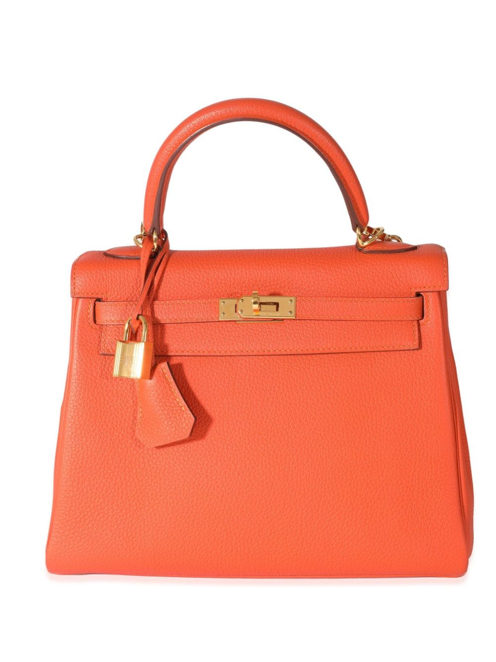 Pre-owned Hermes Kelly 25 Retourne Two-way Handbag In Orange