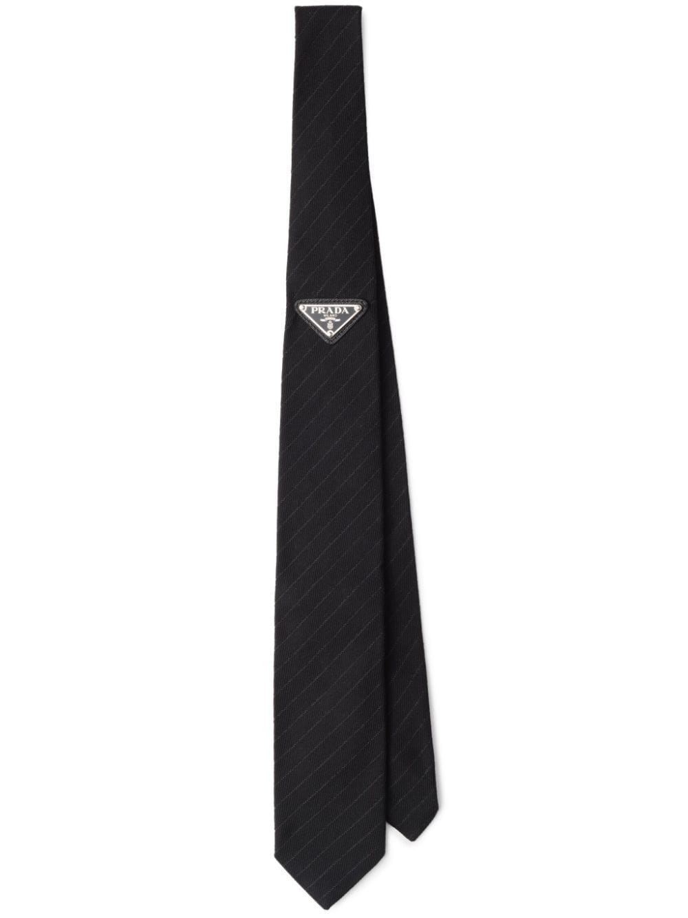 Prada Triangle-logo Silk Tie In Schwarz