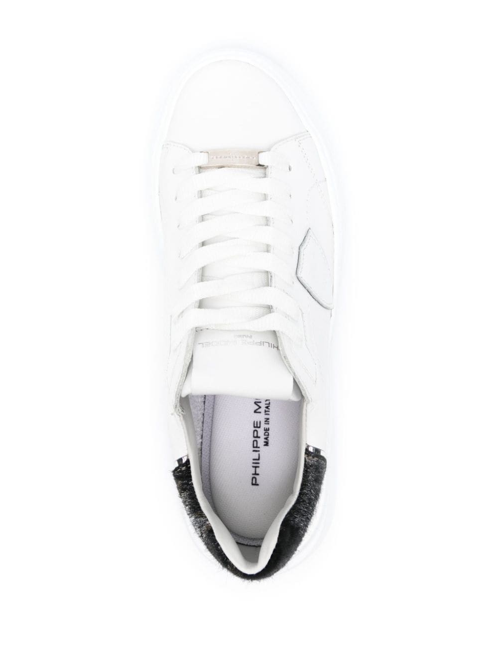 Shop Philippe Model Paris Tres Temple Leather Sneakers In Weiss