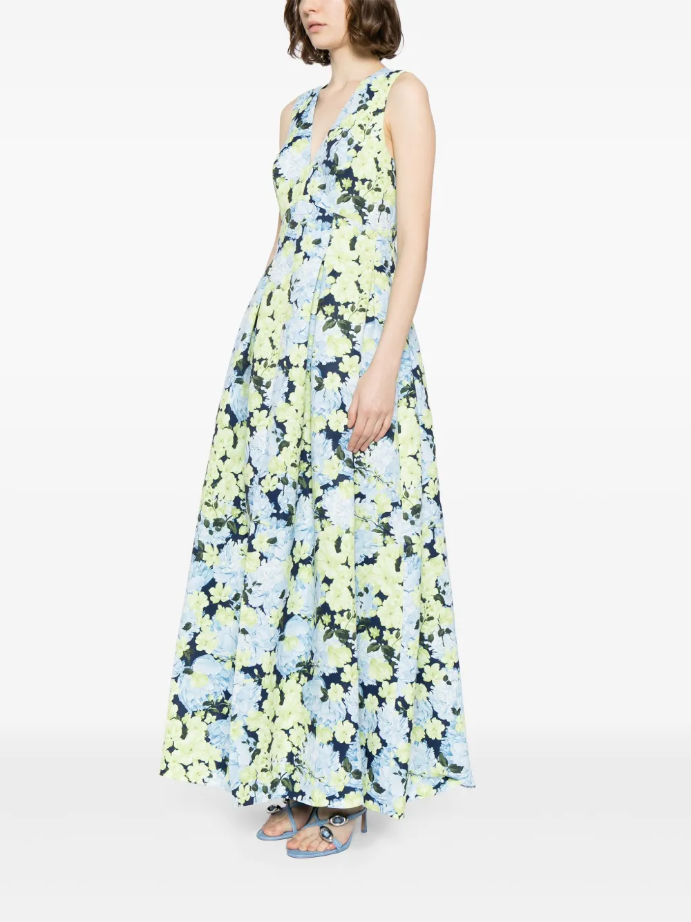 Sachin & Babi Avondjurk met bloemenprint Blauw