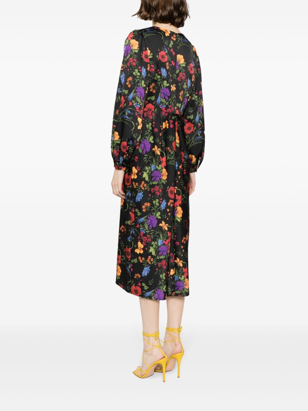 Shop Sachin & Babi Lola Floral-print Midi Dress In Noir Bouquet