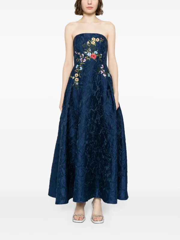 Sachin Babi Belle floral-embroidered Maxi Dress Blue FARFETCH IN