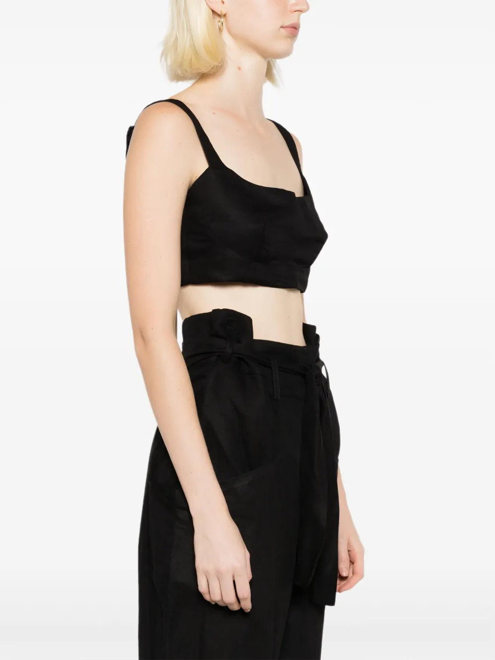 Osklen Square-neck Hemp Crop Top - Black 