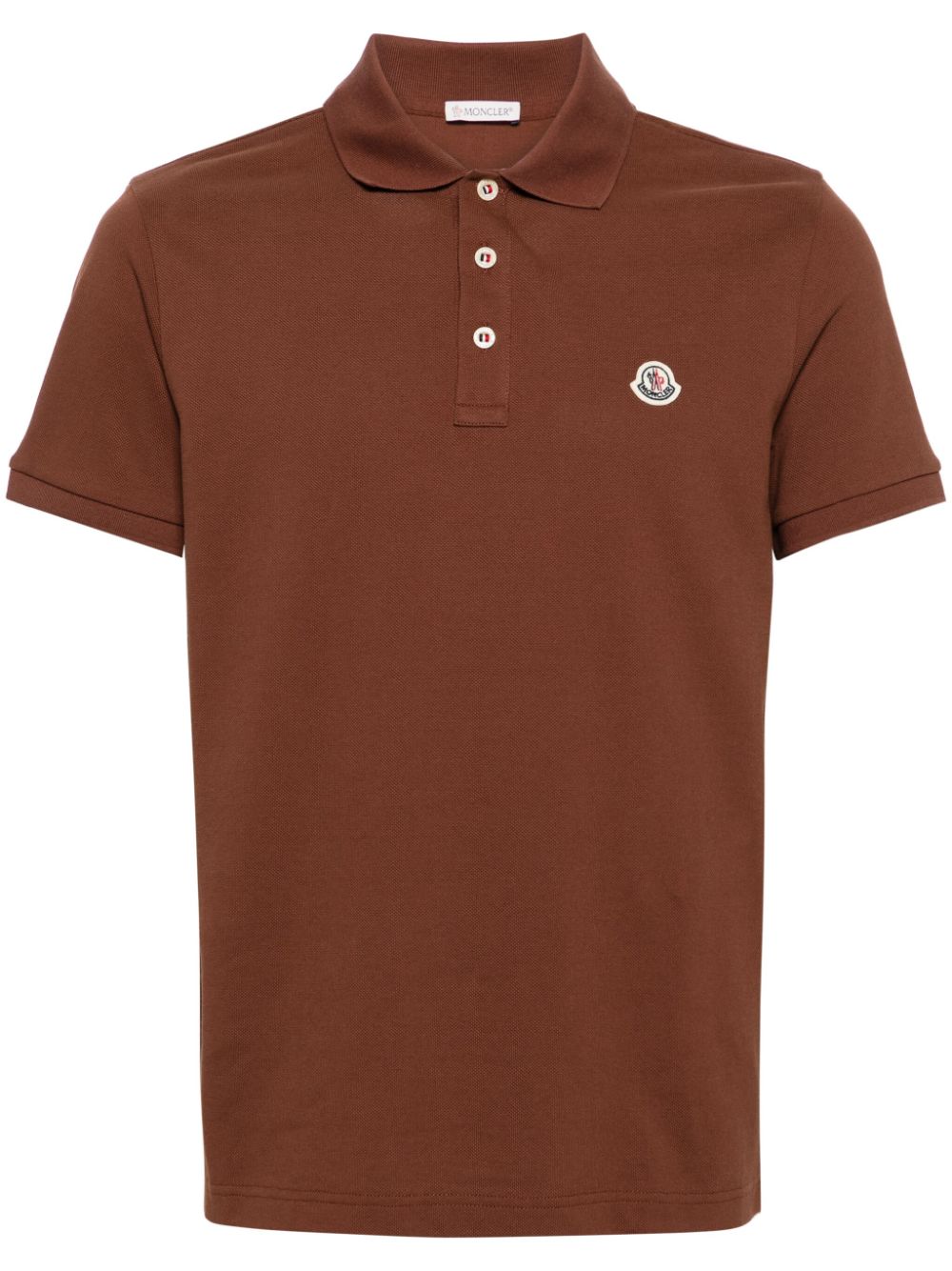 Moncler Logo-patch Cotton Polo Shirt In Brown