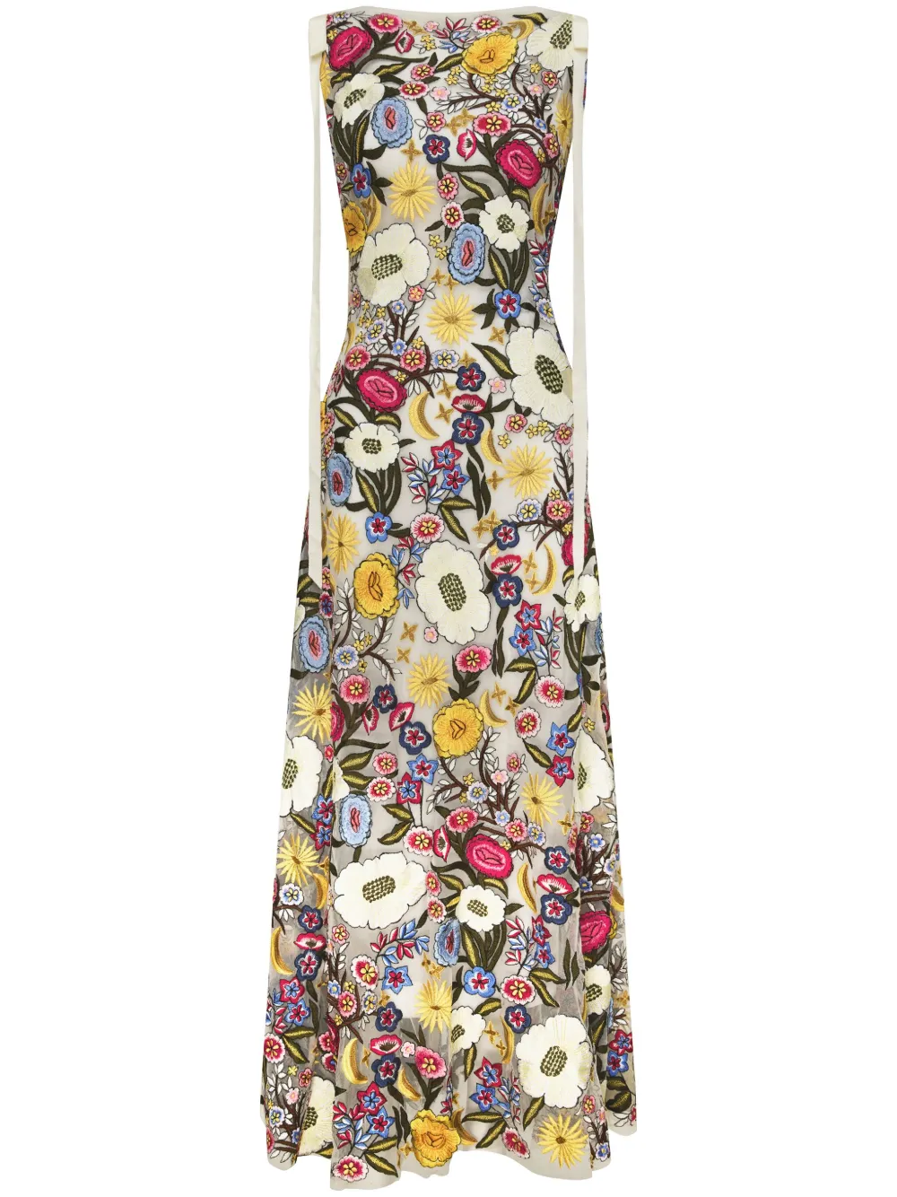 Rachel Gilbert Lyra floral-embroidery gown - White