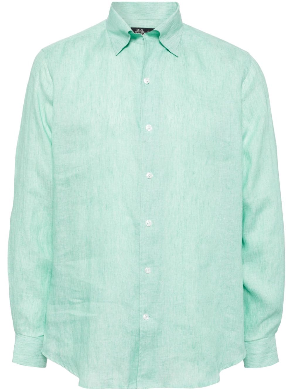 Man On The Boon. buttoned hemp shirt - Green