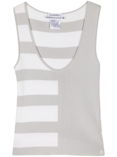 CHANEL 2000s striped cotton tank top Women