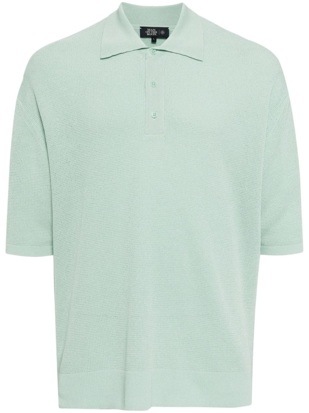 Man On The Boon. Knitted Short-sleeve Polo Shirt In Green