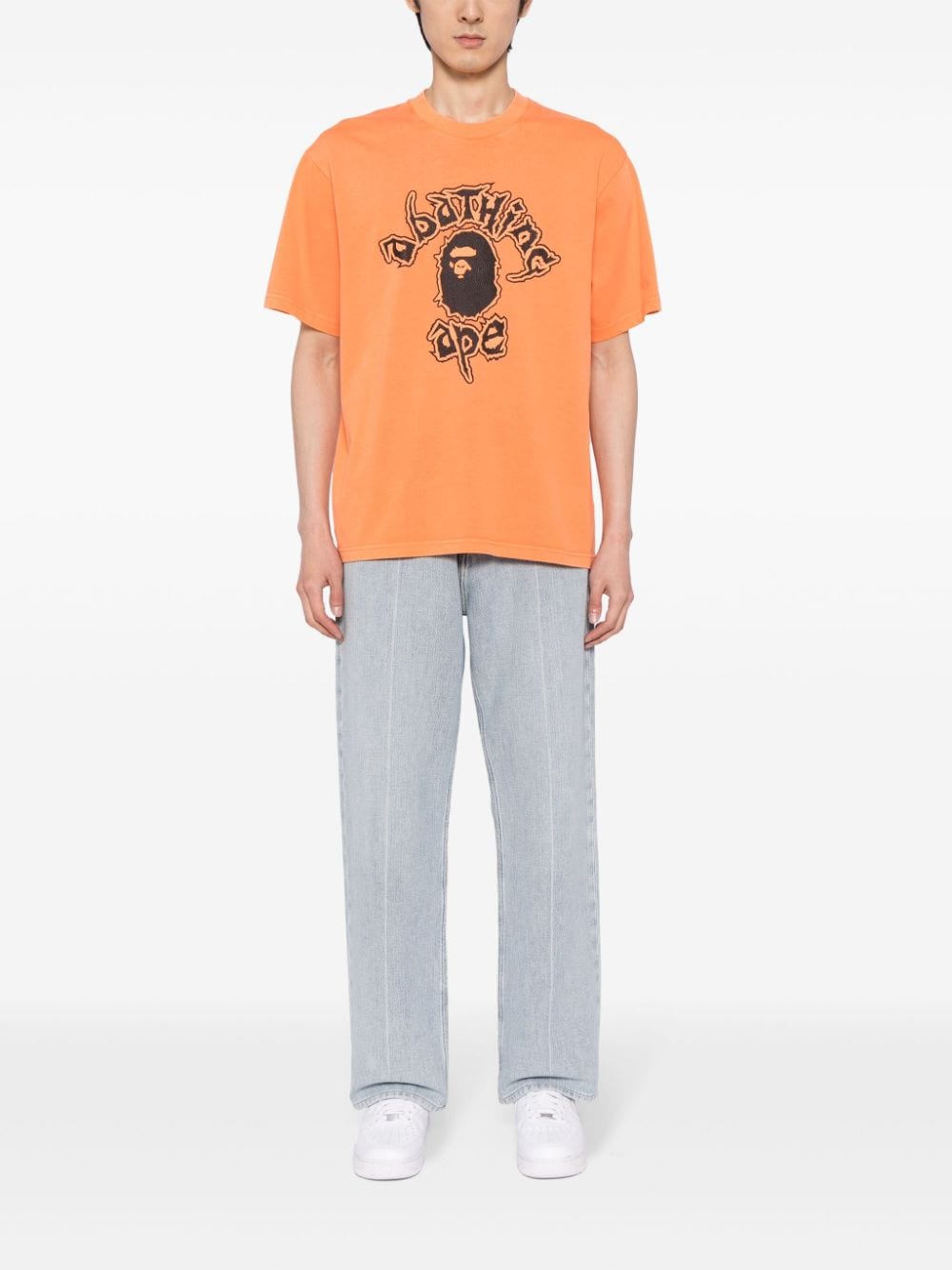 A BATHING APE® logo-print cotton T-shirt - Oranje