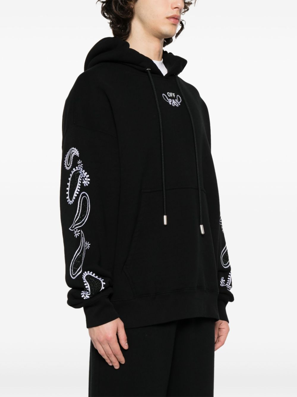 Off-White Hoodie met bandanaprint Zwart