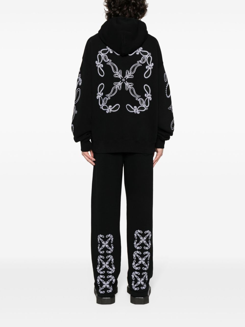 Shop Off-white Bandana Arrows-embroidered Hoodie In Black