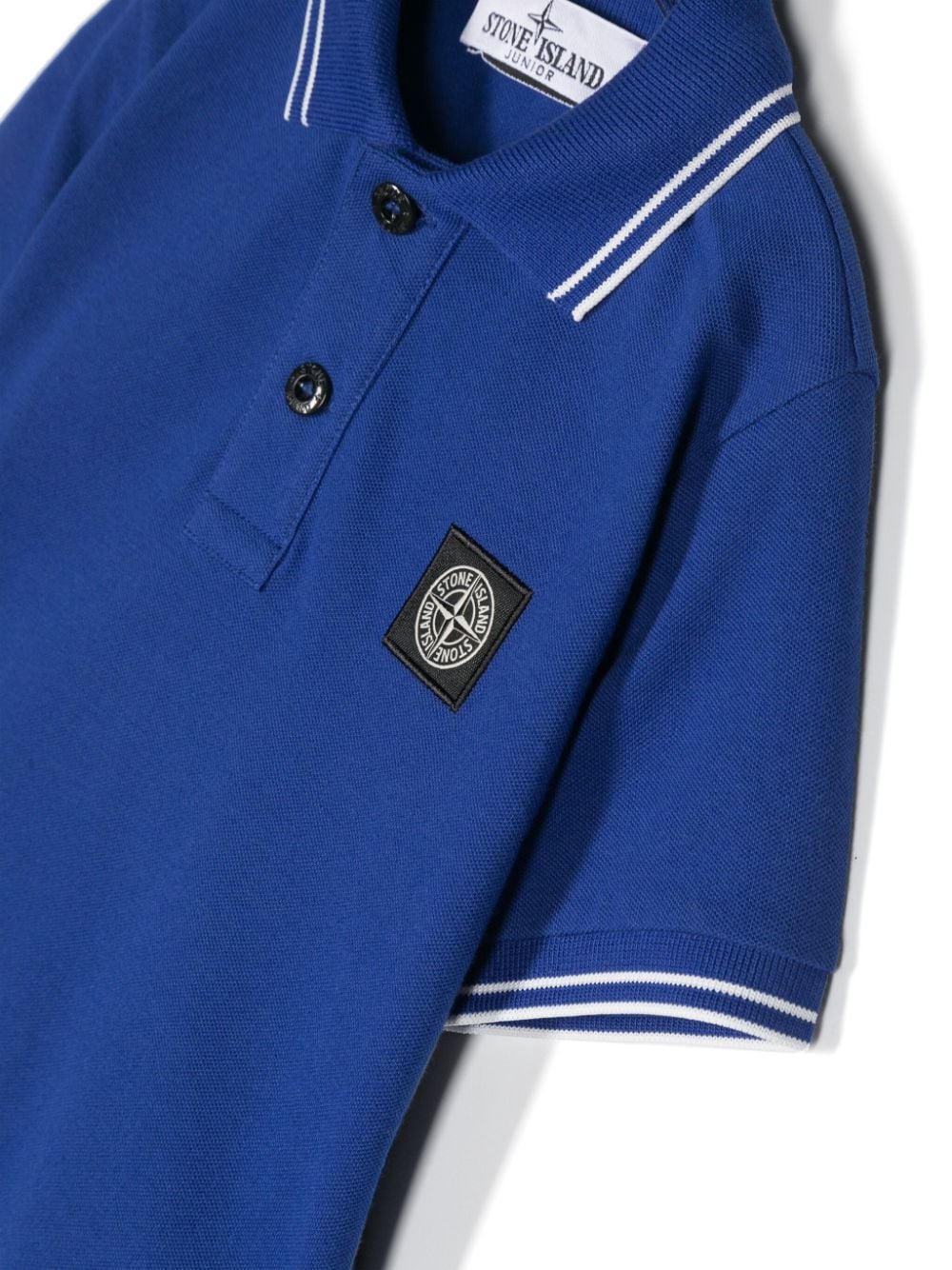 Shop Stone Island Junior Compass-patch Polo Shirt In Blue