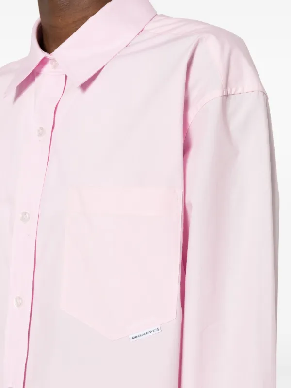 Alexander Wang logo-tag Poplin Shirt | Pink | FARFETCH
