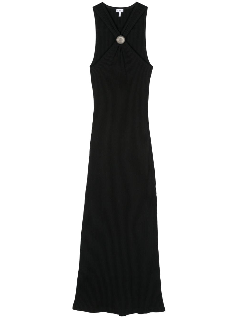 Shop Loewe Anagram Pebble Cotton Dress In Black