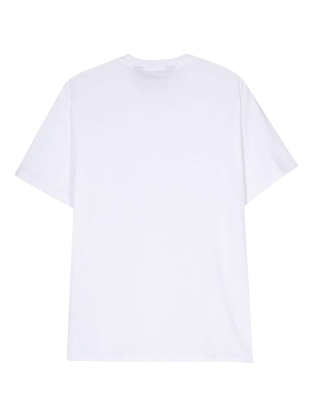 Shop Just Cavalli Logo-flocked Cotton T-shirt In White
