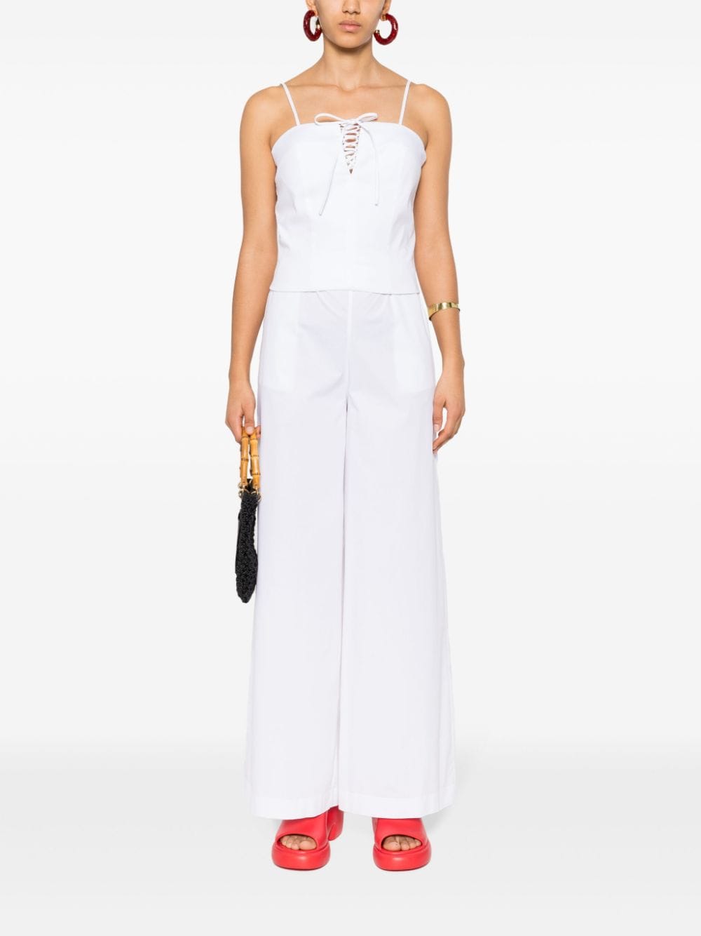 Shop Federica Tosi Lace-up Corset Top In White