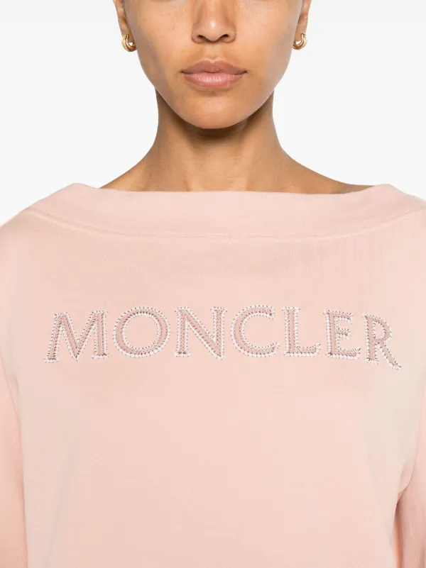 【関税込み】Moncler ピンク ロゴパッチ スウェットシャツ Moncler ロゴ スウェットシャツ | ピンク | FARFETCH JP