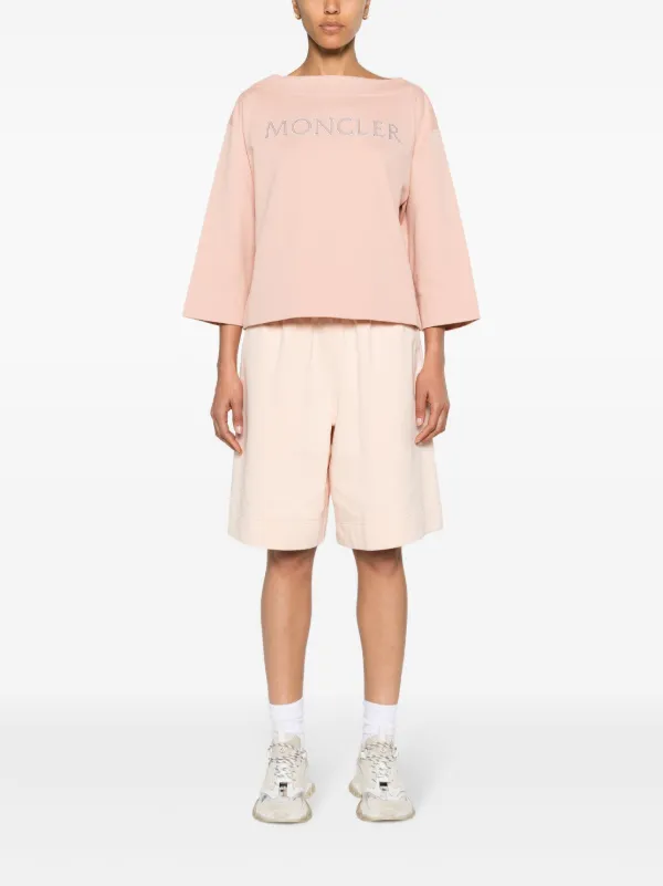 【関税込み】Moncler ピンク ロゴパッチ スウェットシャツ Moncler: ピンク ロゴパッチ スウェットシャツ | SSENSE 日本