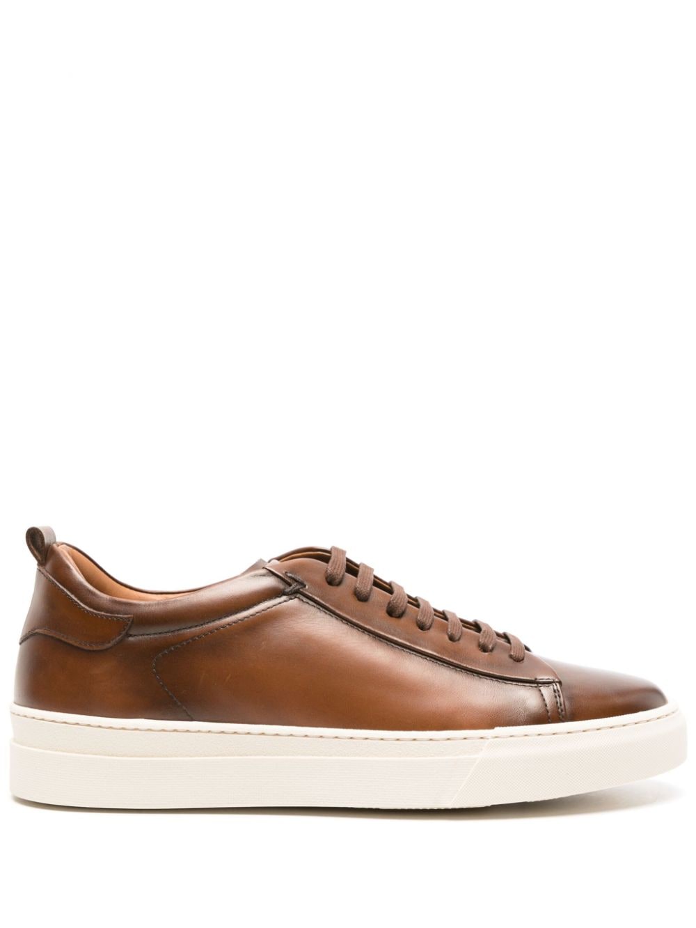 Shop Scarosso Joseph Leather Sneakers In Brown