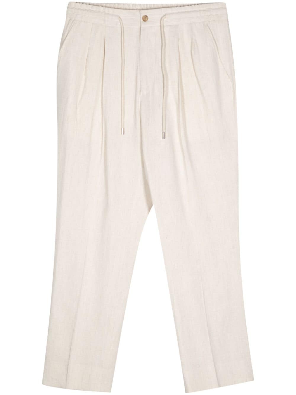 Man On The Boon. Drawstring Straight-leg Trousers In Neutrals