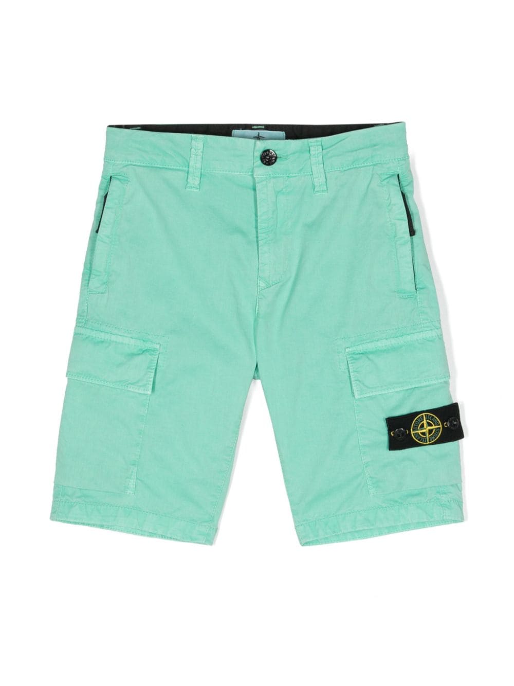 Stone Island Junior Kids' Compass-badge Gabardine Shorts In Green