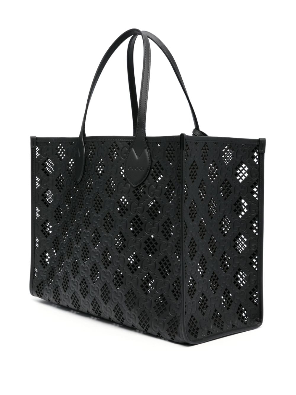 Shop Gucci Ophidia Perforated Tote Bag In Schwarz