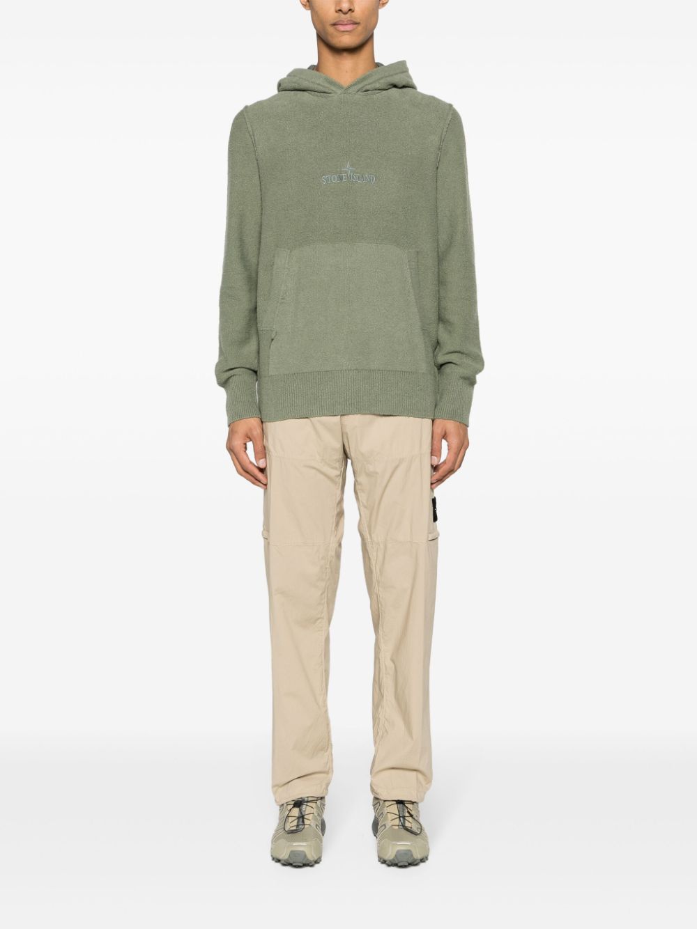 Shop Stone Island Compass-badge Tapered Trousers In Neutrals