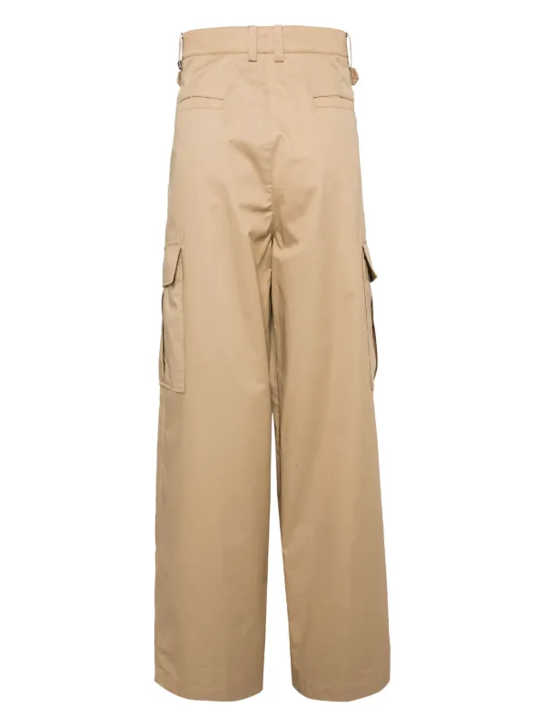 System wide-leg Cotton Cargo Trousers | Brown | FARFETCH