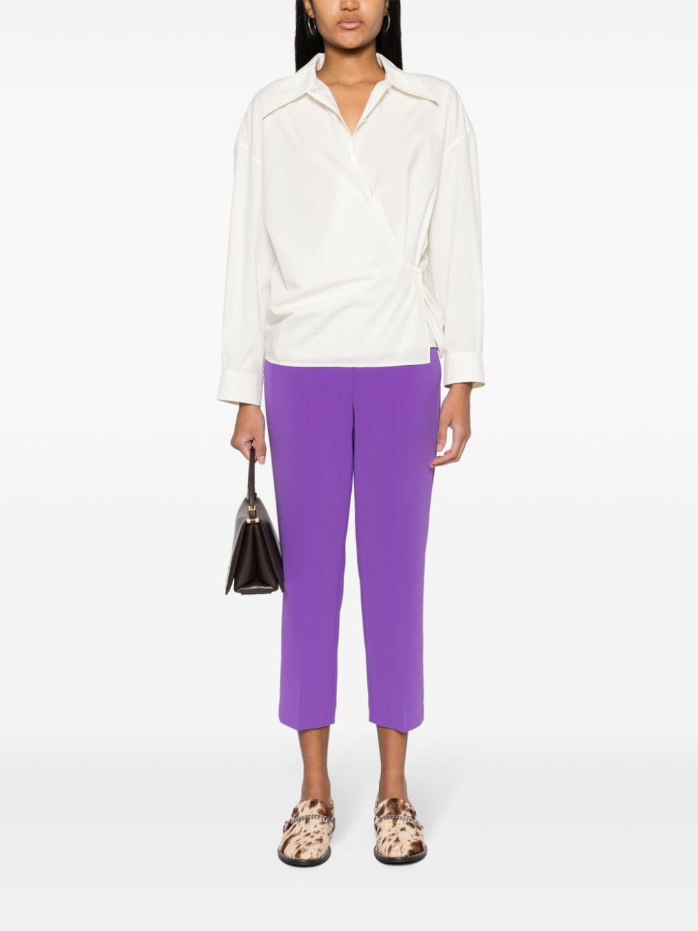 Shop Theory High-waist Slim-fit Trousers In Purple
