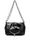 System padded leather shoulder bag - Black