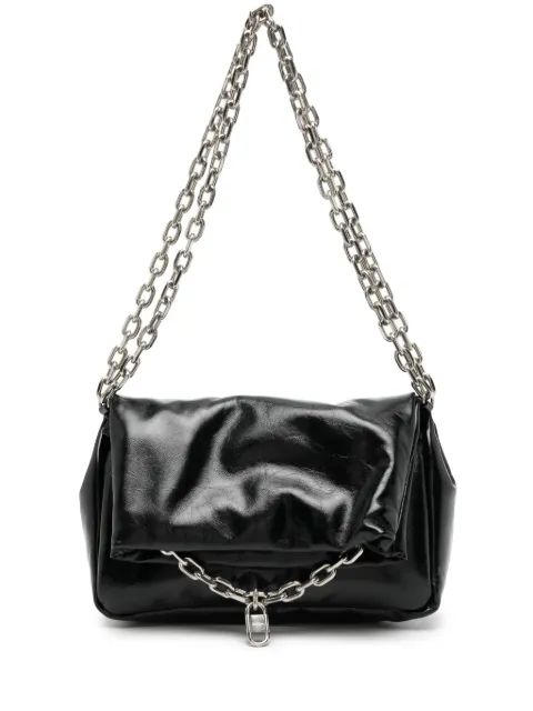 System padded leather shoulder bag