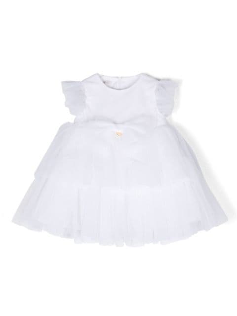 Le Bebé Enfant tulle-overlay tiered dress