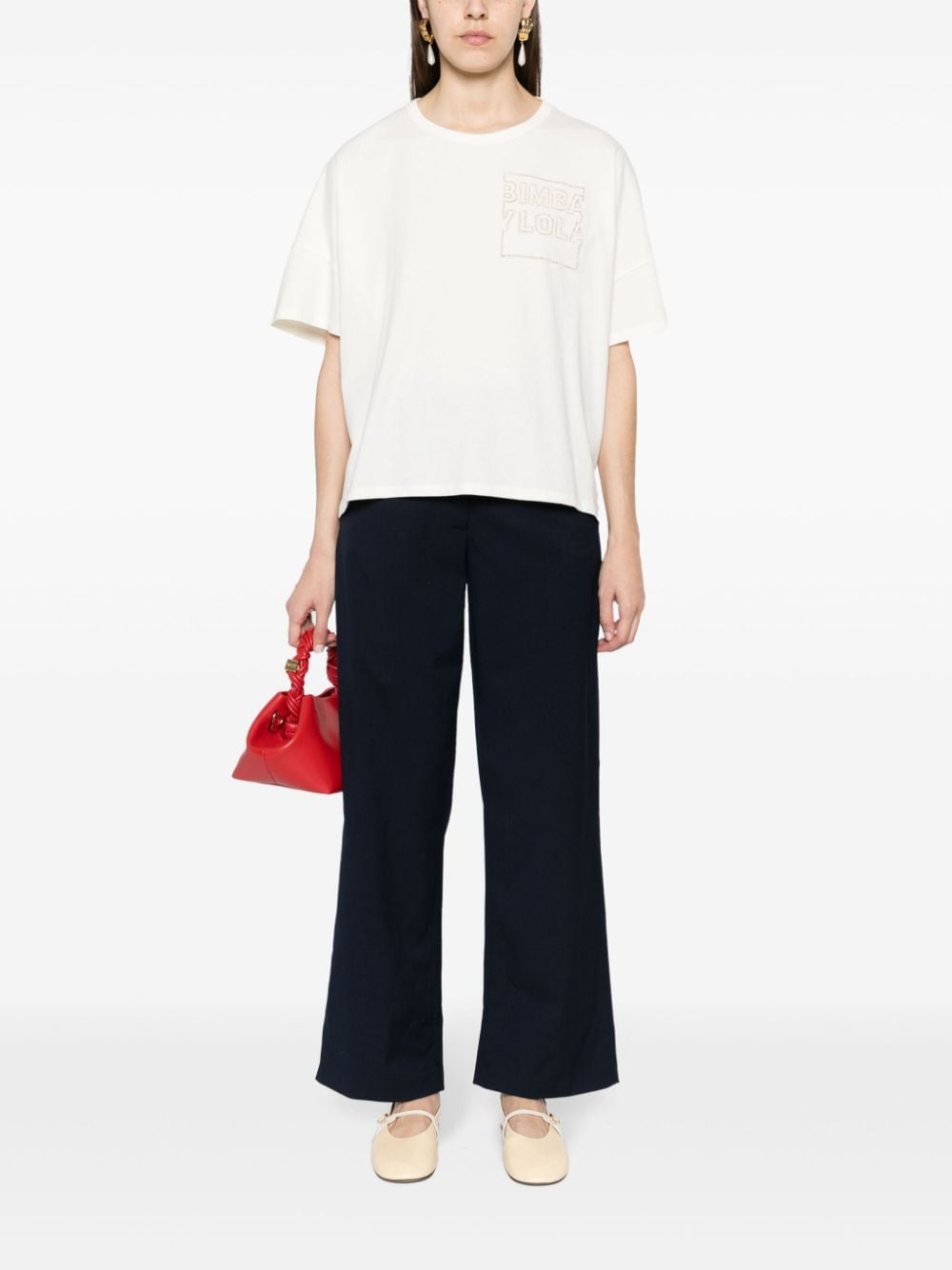 Shop Bimba Y Lola High-waisted Straight-leg Trousers In Blue