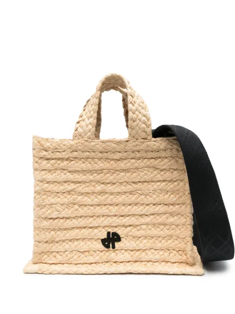 Patou small JP raffia tote bag