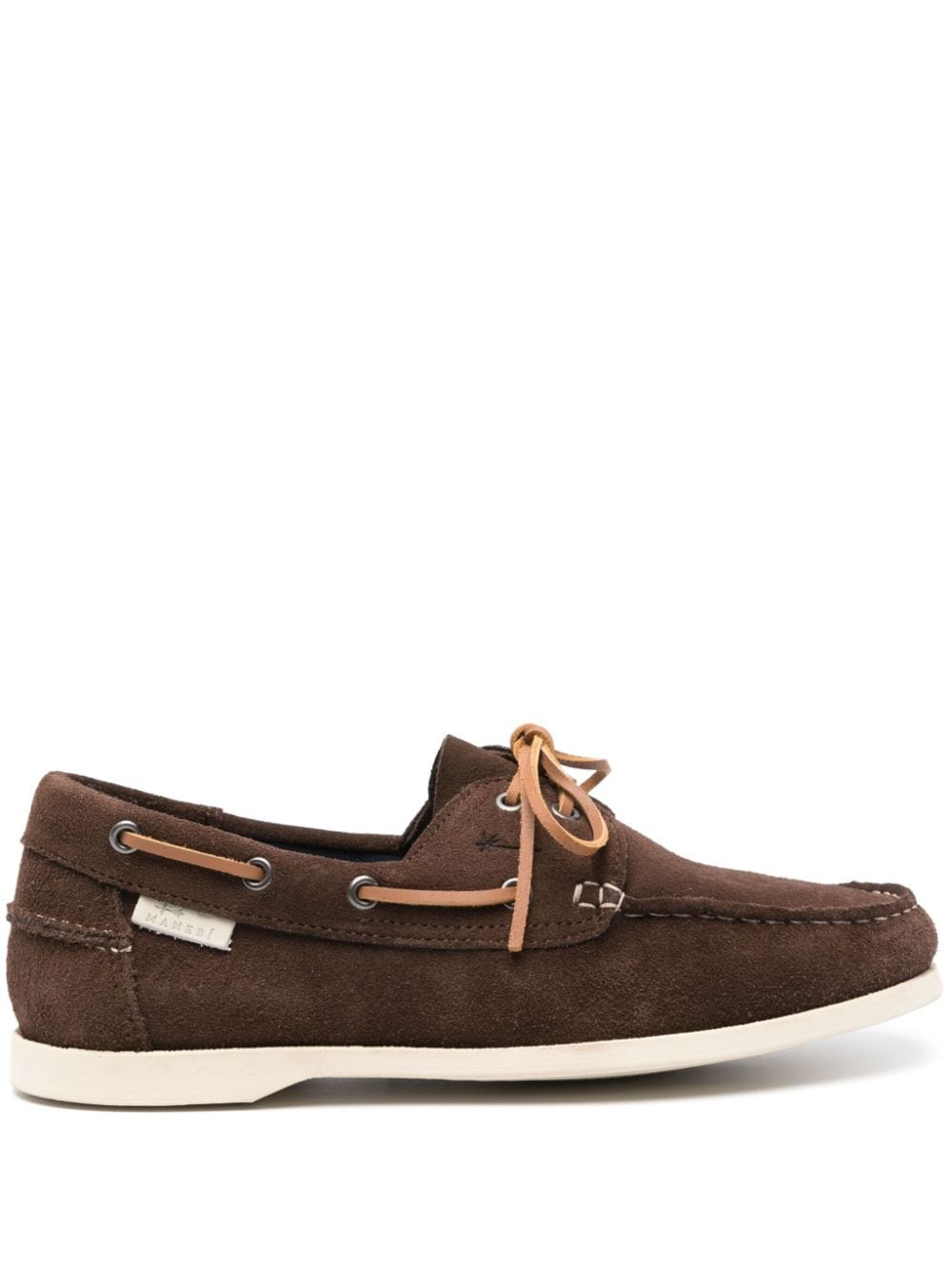 Shop Manebi Hamptons Suede Boat Shoes In Brown