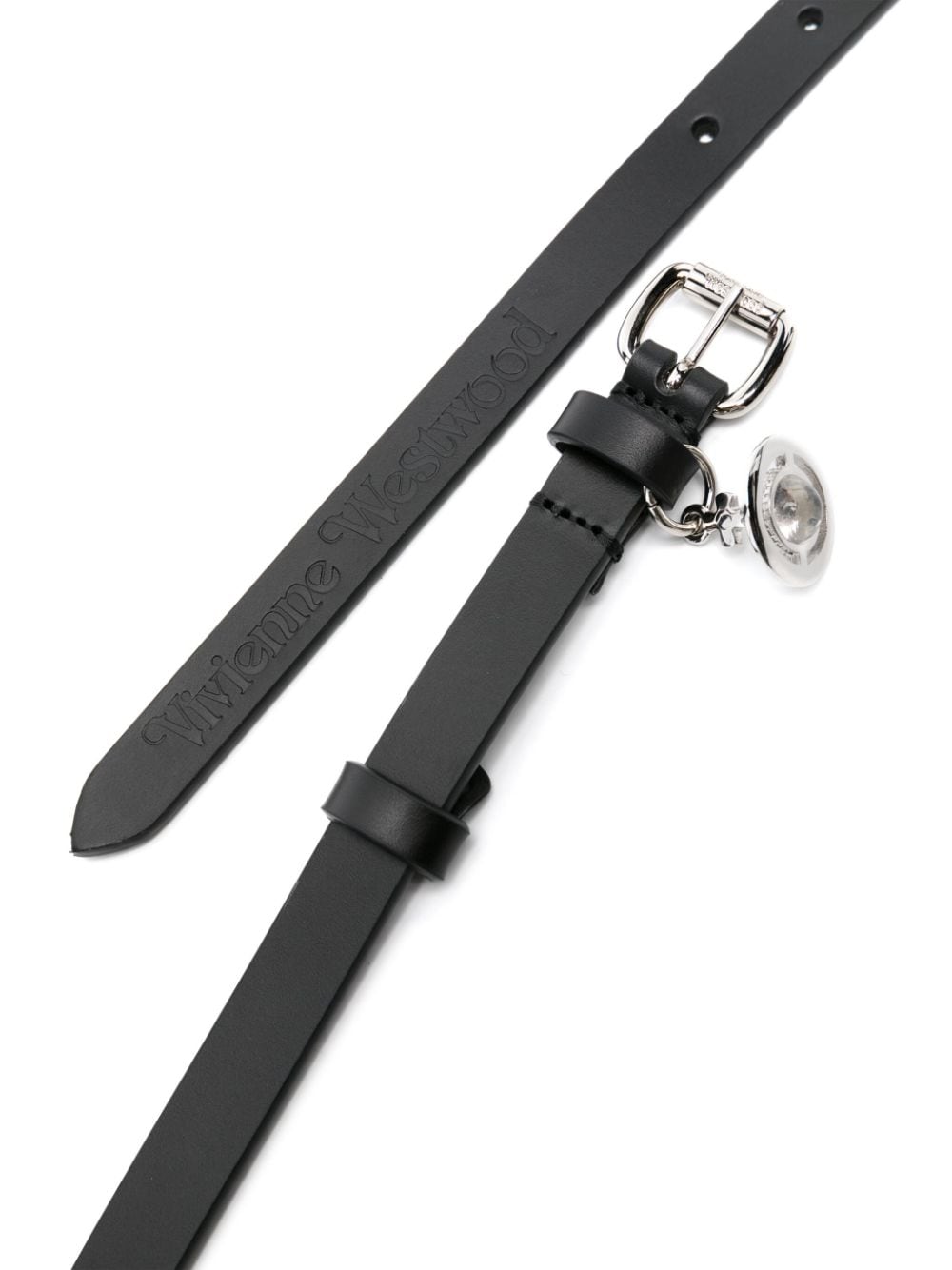 Shop Vivienne Westwood Alex-charm Leather Belt In Black