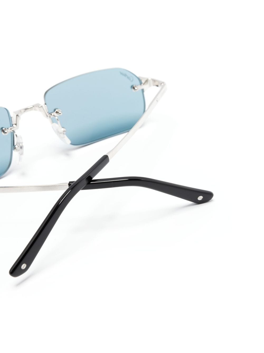 Shop Cartier Santos Rectangle-frame Sunglasses In Silver