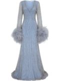 Rachel Gilbert Nowa feather-detail gown - Blue