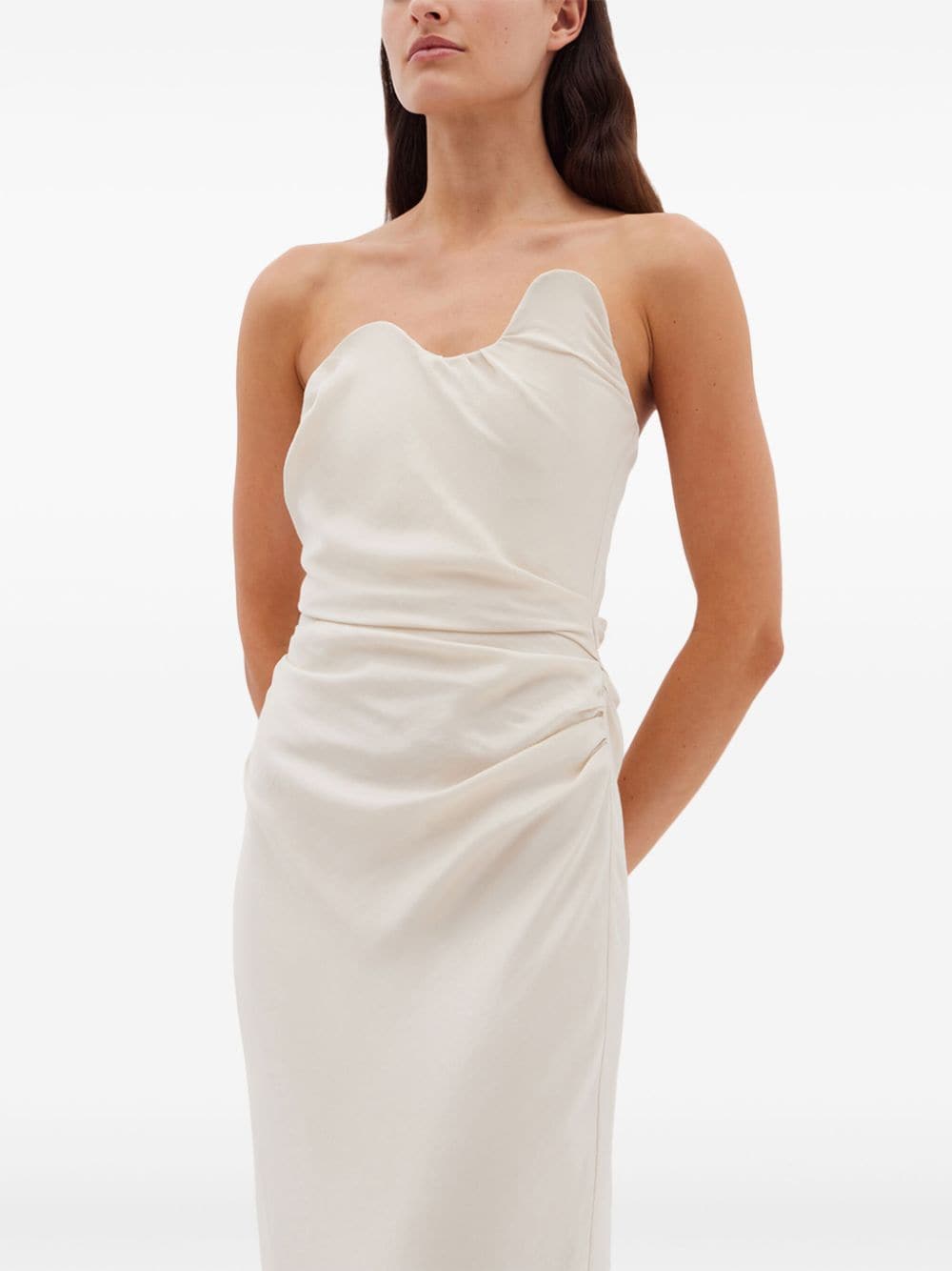 Shop Rachel Gilbert Aries Draped Maxi Dress In Neutrals