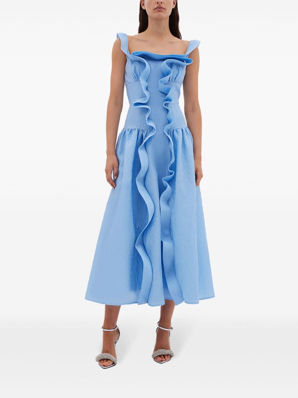 Rachel Gilbert Flared jurk met ruches - Blauw