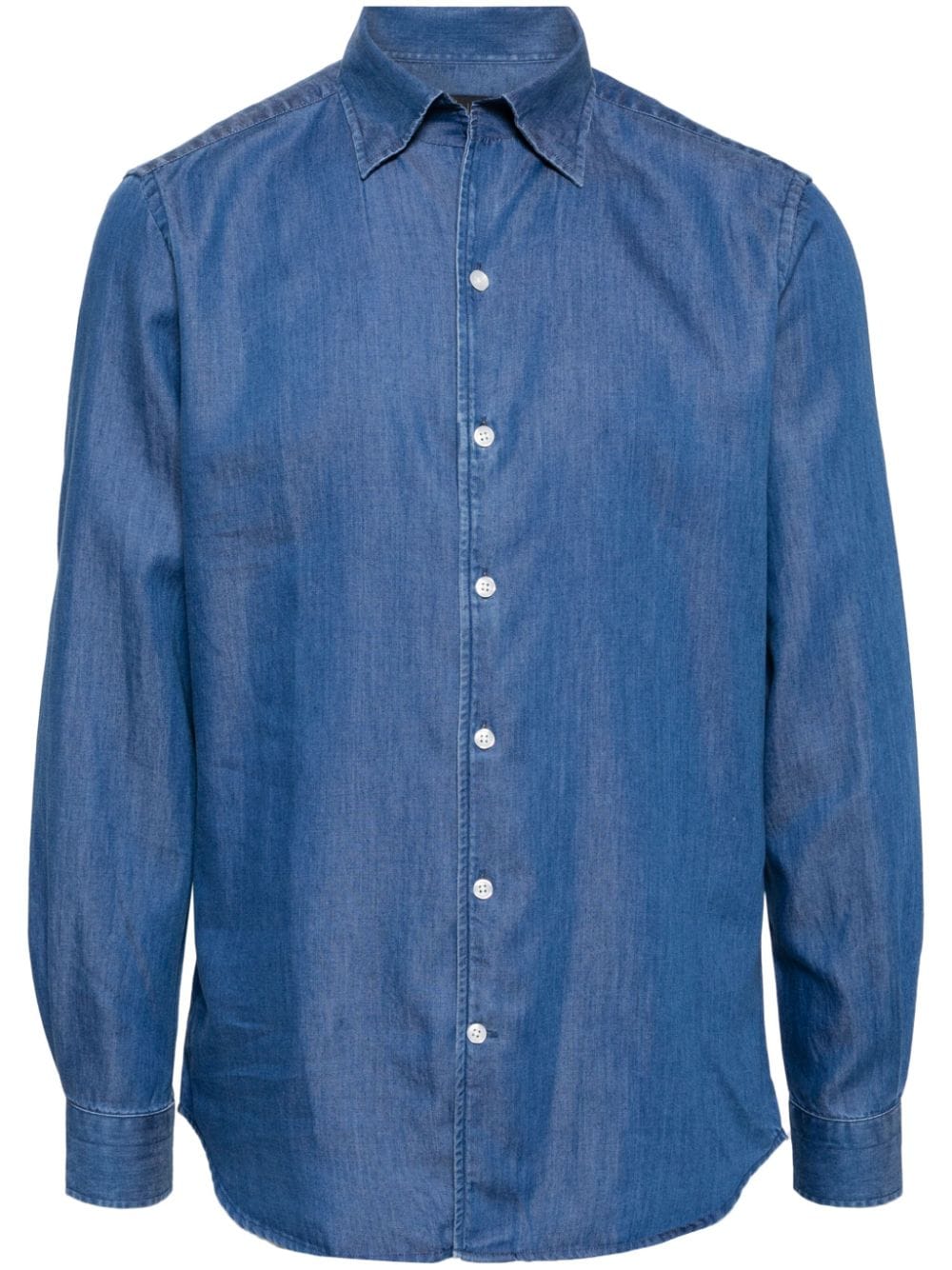 Man On The Boon. Buttoned Denim Shirt In Blue