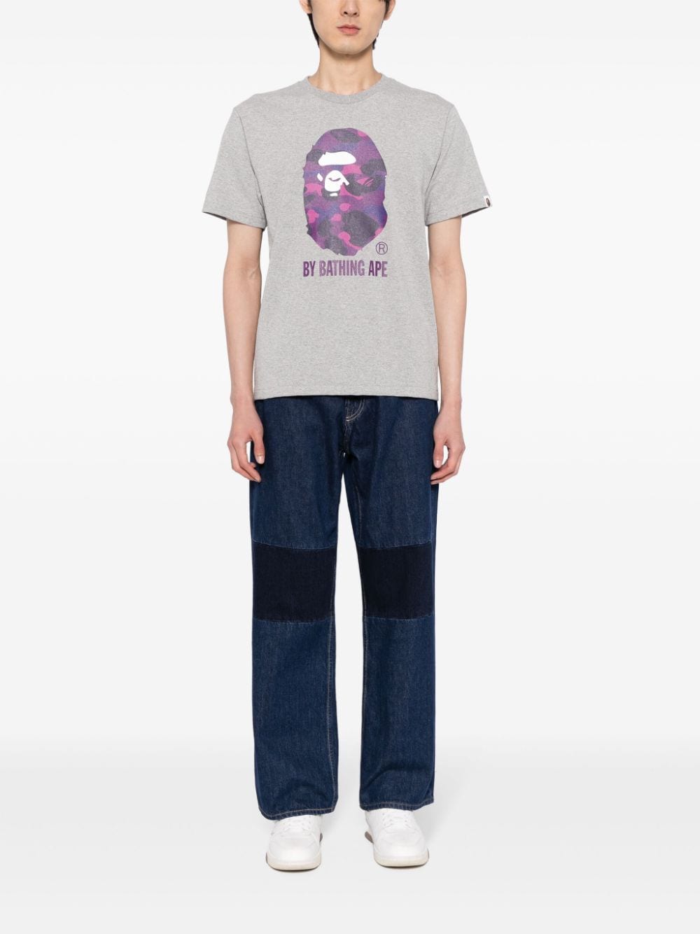 Shop A Bathing Ape Logo-print Cotton T-shirt In Grau
