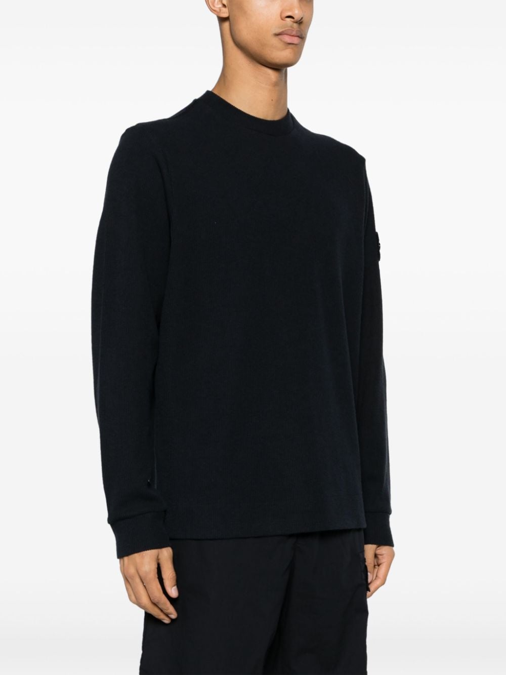 Shop Stone Island Compass-bage Ribbed Jumper In Blue